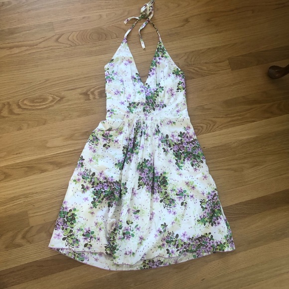 Anna Sui Anthropologie Floral Halter Sundress - Picture 1 of 7